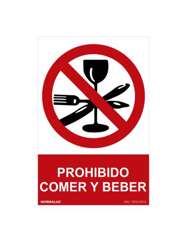 Señal prohibido "prohibido comer y beber" (pvc 0.7mm) 30x40cm