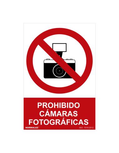 Señal prohibido "prohibido camaras fotograficas" (pvc 0.7mm) 30x40cm