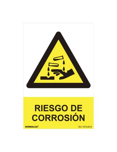 Señal peligro "riesgo de corrosión" (pvc 0.7mm) 30x40cm