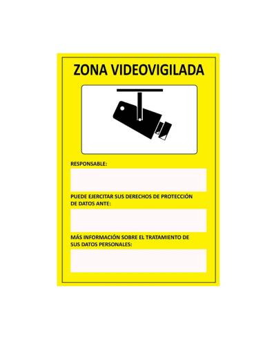 Sinal zona com video vigilancia adesiva 15x20cm