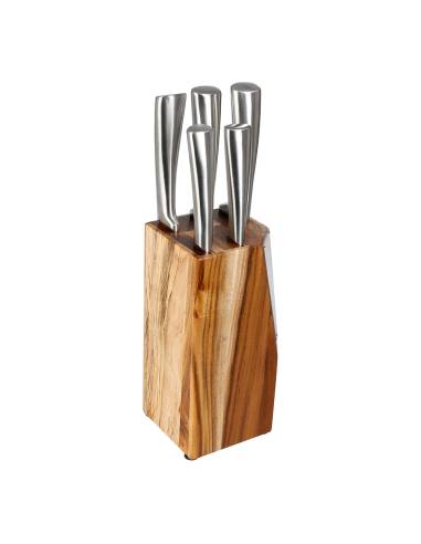 Bloque con 5 cuchillos de madera de acacia modelo black menu