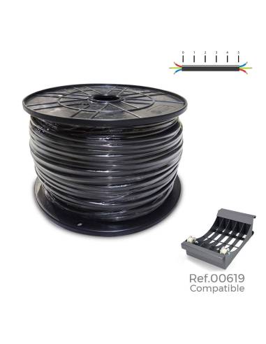 Carrete cable manguera plana negra 2x1mm 500m (audio) (bobina grande ø400x200mm)