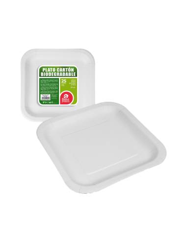 Pack 25un prato quadrado branco cartão 23cm best products green