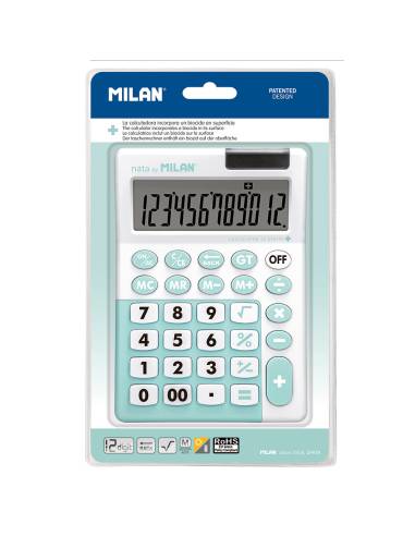 Blíster 1 calculadora 12 digitos turquesa, edição + milan