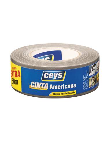 Ceys cinta americana plata rollo 50m x 50mm 507609