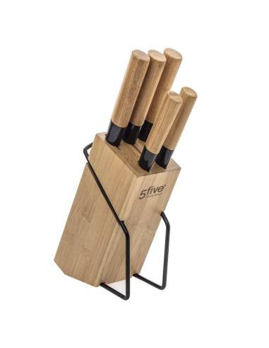 Bloque de bambú con 5 cuchillos 32.5x22.5x7.5cm