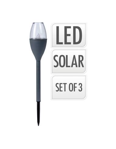 Kit 3 candeeiros solares cor cinzento