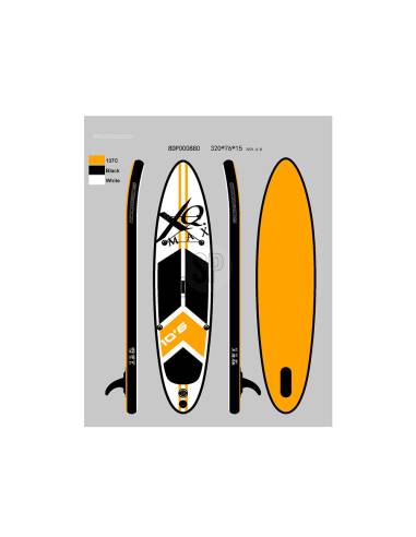 Tabla paddle surf naranja hinchable con remo, inflador y bolsa 320x76x15cm