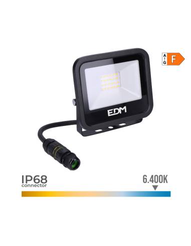 Foco proyector led 20w 1520lm 6400k luz fria black series 12,4x10,6x2,8cm edm