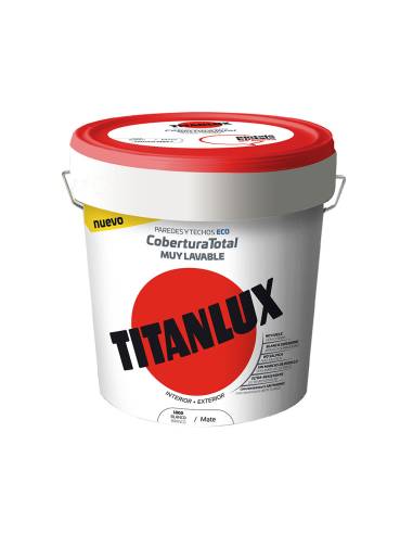Pintura plástica lavable mate interior-exterior cobertura total blanco 4l titanlux 06t100005