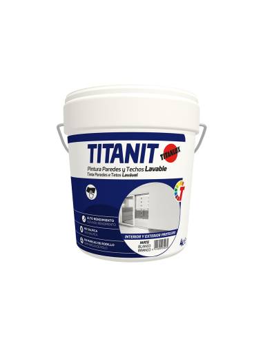 Pintura para paredes y techos lavable titanit mate blanco interior y exteriores protegidos 4l titanlux 029190004