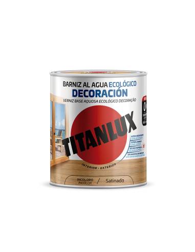 Verniz base aquosa ecológico decoração acetinado incolor 750ml titanlux m21100034