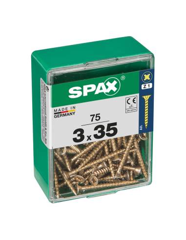 Caja 75 uds. tornillo madera spax cab. plana yellox 3,0x35mm spax