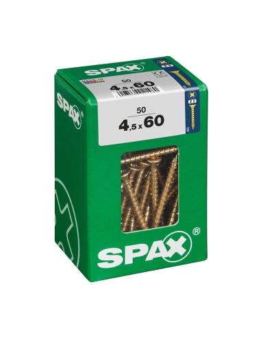 Caja 50 uds. tornillo madera spax cab. plana yellox 4,5x60mm spax
