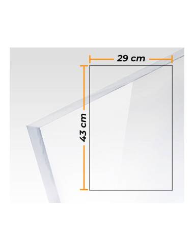 Placa metacrilato transparente colada 3mm - 29x43cm.
