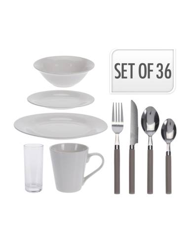 Serviço de mesa de 36 peças pratos + tigelas + talheres