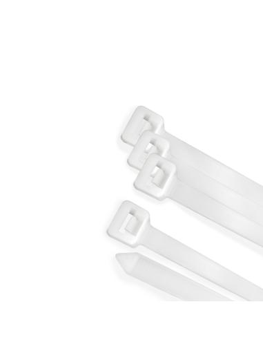 Brida Nylon 100%. Color Blanco / Natural 2,5 x 100 mm. 100 Piezas. Abrazadera Plastico, Organizador Cables, Alta Resistencia