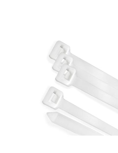 Brida Nylon 100%. Color Blanco / Natural 3,5 x 280 mm. 100 Piezas. Abrazadera Plastico, Organizador Cables, Alta Resistencia