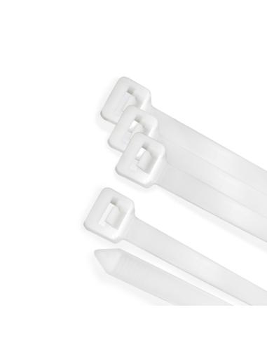 Brida Nylon 100%. Color Blanco / Natural 4,5 x 360 mm. 100 Piezas. Abrazadera Plastico, Organizador Cables, Alta Resistencia