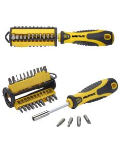 Juego De Puntas con Destornillador  1/4" 35 Piezas. Acero Cromo Vanadio, Kit Destorpuntas, Puntas Destornillador.