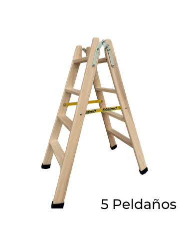 Escalera de madera 5 peldaños 139cm plabell