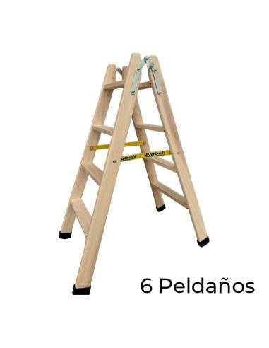 Escalera de madera 6 peldaños 164cm plabell