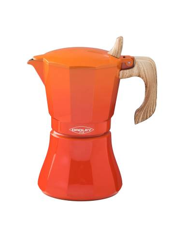 Cafetera de aluminio de 6 tazas mod: "petra" color naranja oroley