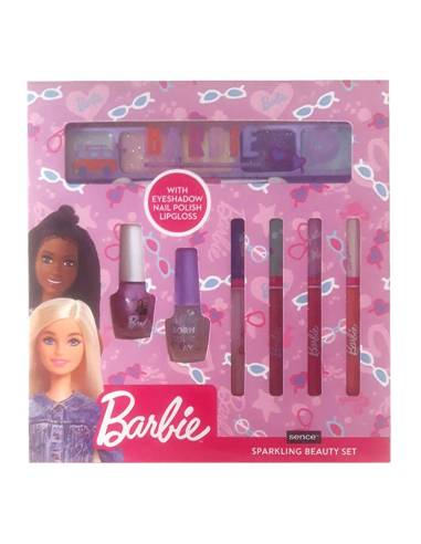 Kit cosméticos barbie 7 peças 4 gloss+1 sombra + 2 verniz para unhas