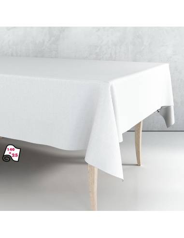 Rolo toalha de mesa pvc branco liso 140cm x 25m exma