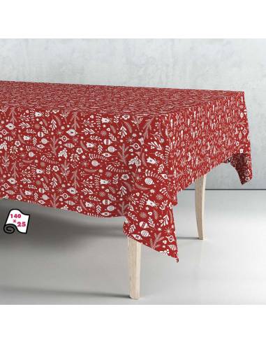 Rolo toalha de mesa pvc natal vermelho nórdico 140cm x 25m exma