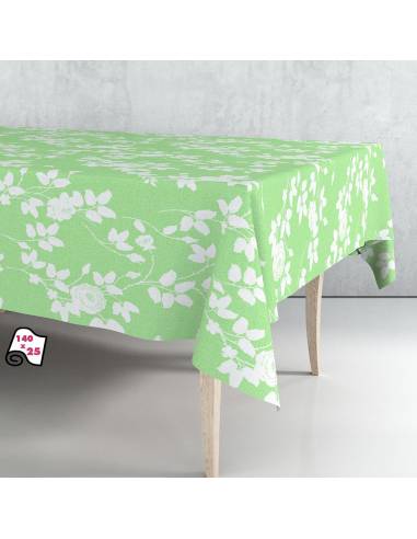 Rolo de toalha de mesa pvc folhas verde claro 140cm x 25m exma