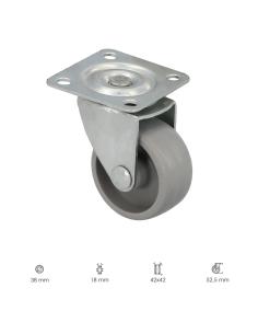 Rueda Domestica Ø 38 mm. Con Placa 42x42 mm.