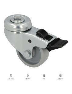 Rueda Domestica Ø 50 mm. Agujero Pasante Ø 10 mm. Con Freno