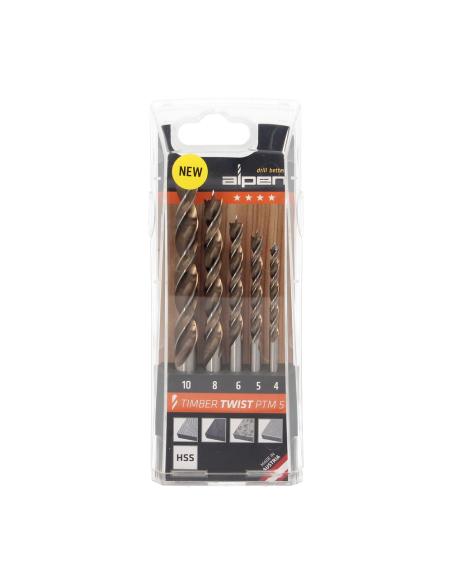 Estuche Brocas Alpen Madera Timber Twist Ø 4 a Ø 10 mm. (Blister 5 Unidades) Estuche Brocas Alpen Madera Timber Twist Ø 4 a Ø 10 mm. (Blister 5 Unidades)