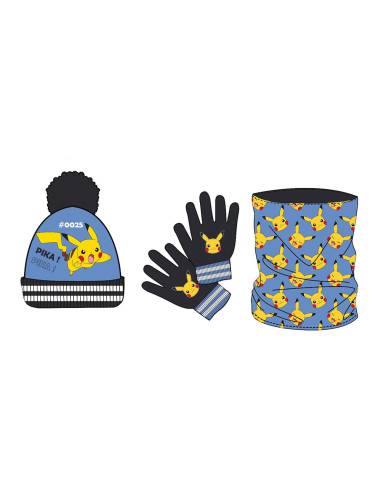 Set gorro pompon-guantes-braga pokemon
