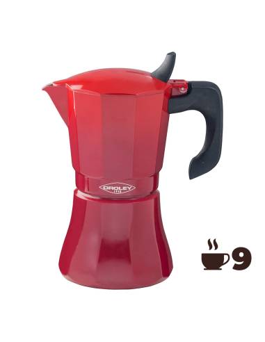 Cafetera de aluminio de 9 tazas mod: "petra" color rojo oroley