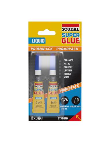 Soudal super glue líquido 2 x 3g 160037