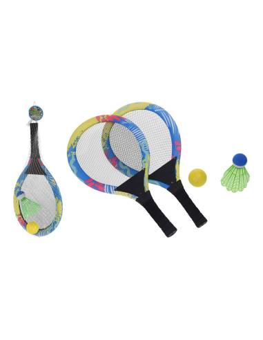 Kit de 2 raquetes com bolas de ténis e badmintong