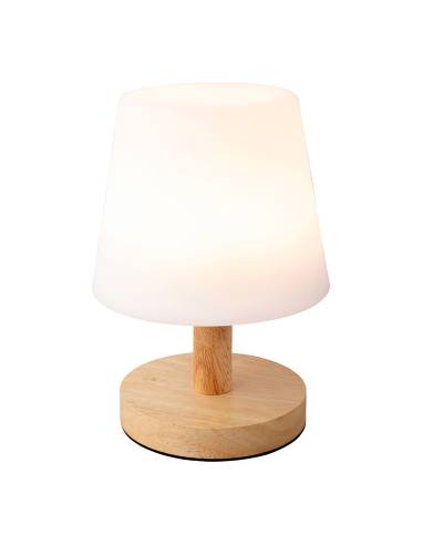 Lámpara led de mesa color blanco para exterior y interior 22cm con acabado en madera. 894386
