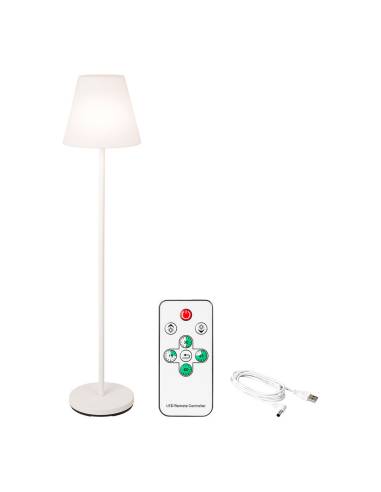 Lámpara de pie color blanco para exteior y interior recargable con mando a distancia 150cm 894460