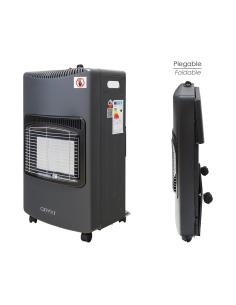 Estufa Gas Infrarroja Ceramica 4,5 Kw. Plegable 3 Potencias, Triple Sistema de Seguridad, Con Ruedas, Encendido Piezo-Electrico