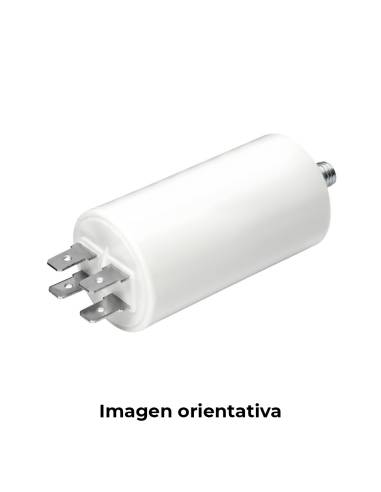 Condensador de arranque mka 30mf 5% 450v ø4,4x9cm com rosca m8 e faston duplo konek