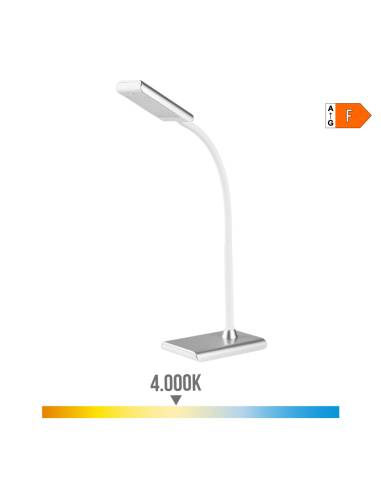 Candeeiro de mesa led 7w 400lm 4000k cor prata 13x9x33cm edm