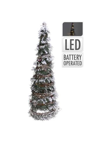 Árvore de natal de rattan com 20 leds em forma de cone 40cm